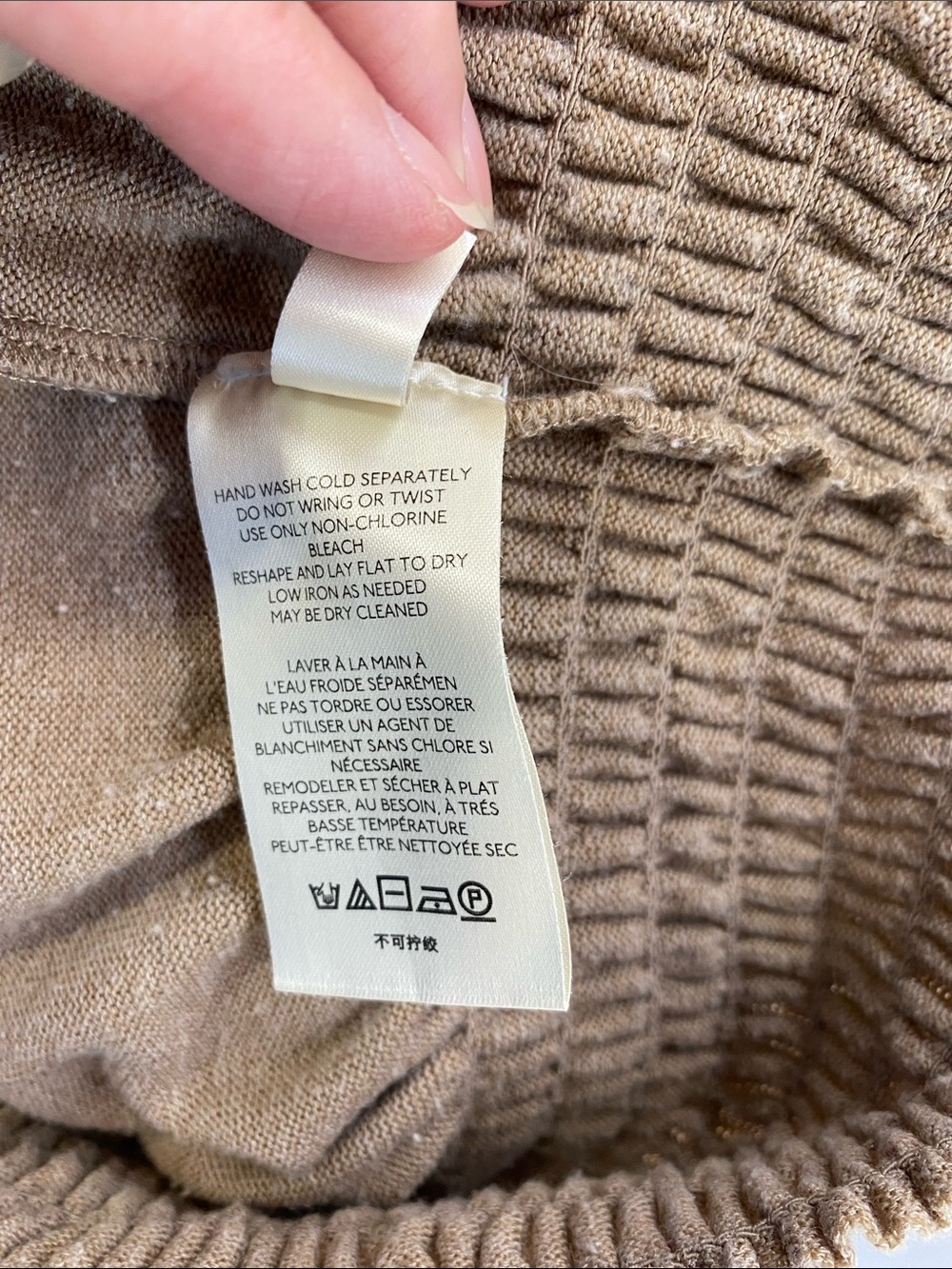 WE THE FREE Taupe Off‑Shoulder Smocked Hem Long Sleeve Sweater—L - Picture 10 of 15